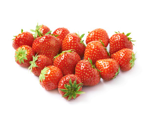 Heart shape made of strawberries