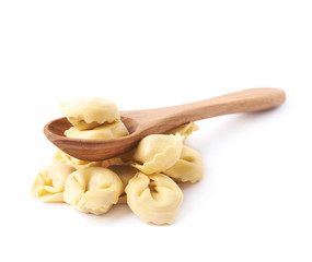 Spoon full of ravioli dumplings