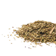 Pile of dry mate tea isolated