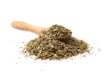 Pile of dry mate tea isolated