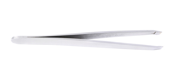 Steel cosmetic tweezers isolated