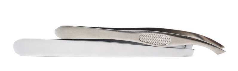 Steel cosmetic tweezers isolated