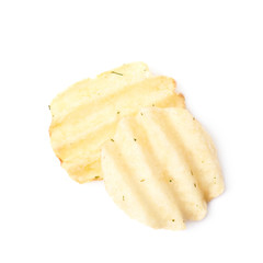 Few potato chips isolated