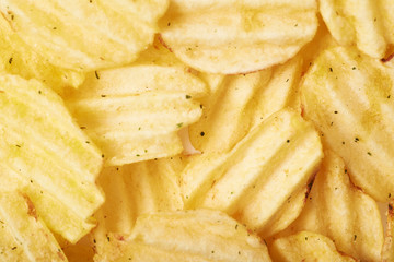 Surface covered with potato chips