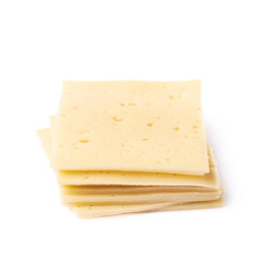 Pile of cheese slices isolated