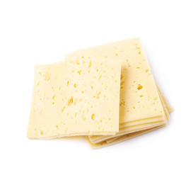 Pile of cheese slices isolated