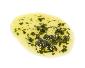 Puddle of olive oil isolated
