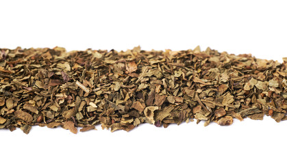 Line of dry basil seasoning isolated