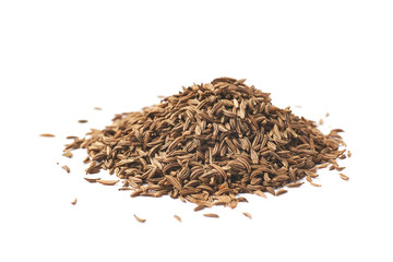 Pile of cumin seeds isolated