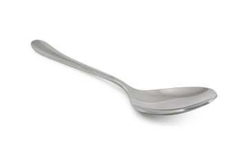 Stainless steel glossy metal kitchen spoon isolated
