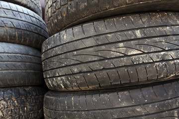 Obraz premium used car tires. close-up 