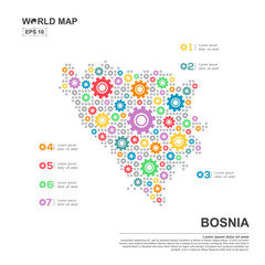 Map Of Bosnia Infographic design template with gear chain