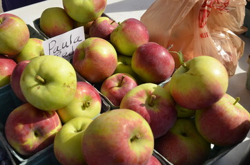Fresh harvest of apples for sale outdoors