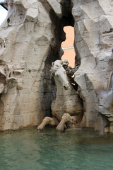 Fototapeta na wymiar Rome,Italy,Piazza Navona,Fountain of the Four Rivers,horse.
