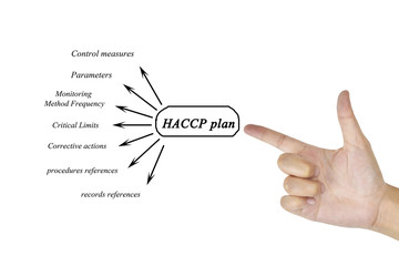 Women hand writing element of HACCP plan for business concept and use in manufacturing.