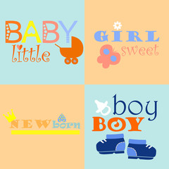 Fototapeta premium baby logos and icons with inscriptions