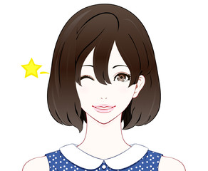女性の表情 / ウインク / 夏服