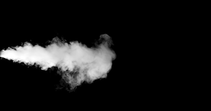 blowing steam with white smoke isolated on black background