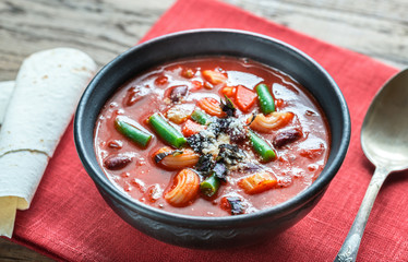 Bowl of minestrone soup
