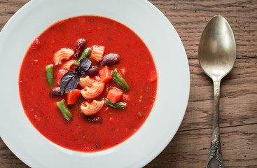 Portion of minestrone soup