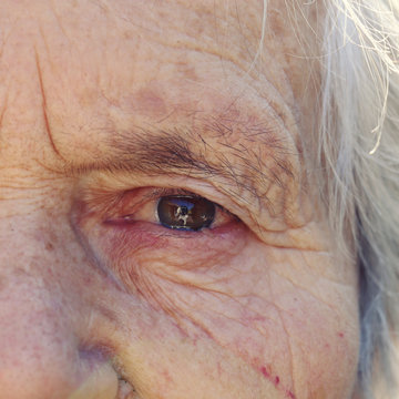 Close-up of old woman's eye