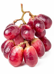 Ripe red grapes isolated on white background
