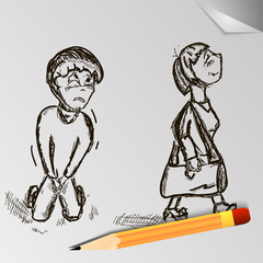 Woman's selfdefence hand draw vector image. Sexual harassment co