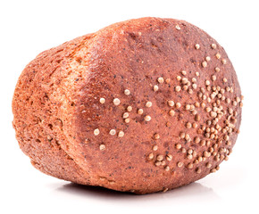 Black bread with fresh coriander seeds closeup