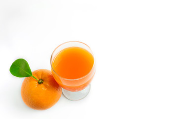 Orange and orange juice with white background