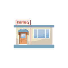 Pharmacy drugstore building icon, cartoon style 