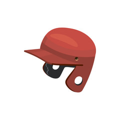 Red baseball helmet icon, cartoon style