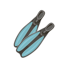 Blue flippers icon, cartoon style