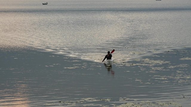 Close-up of a kayaking man