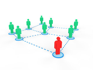 3d men connected affiliate marketing concept