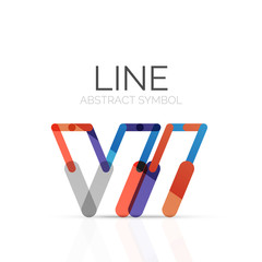 Linear abstract logo, connected multicolored segments of lines geometrical figure