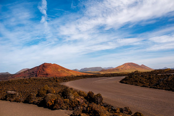 Volcanic landscape near Los Hervideros capes on Lanzarote island in Spain