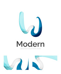 Abstract 3d swirl ribbon logo template with business card corporate identity design