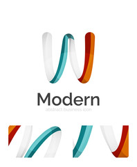 Abstract 3d swirl ribbon logo template with business card corporate identity design