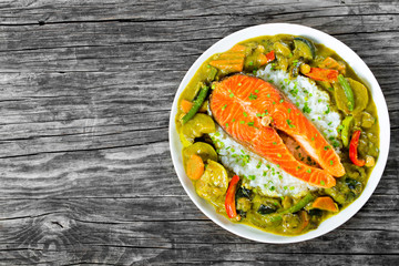 fried steak of red fish with rice and homemade curry