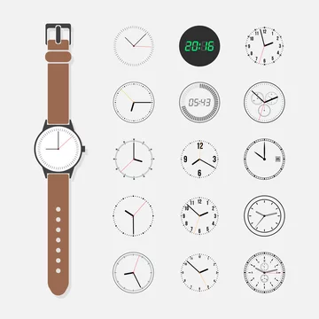 Watch face vector set. Wrist watch and a set of watch face isolated
