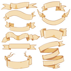 Vector Set of Paper Cartoon Ribbons