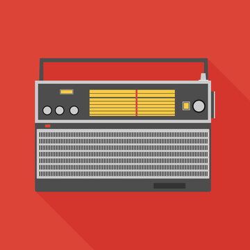 radio receiver icon with long shadow. flat style vector illustra