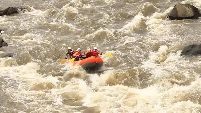 Experience the thrill of whitewater rafting on the exhilarating rapids of the River Patate in Ecuador,captured in stunning slow motion LR pan shots,all filmed handheld.