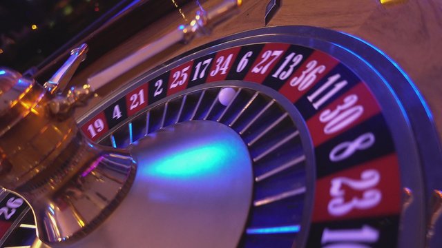Roulette Wheel in a casino - perspective view