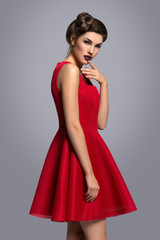 Fototapeta premium Girl in red dress