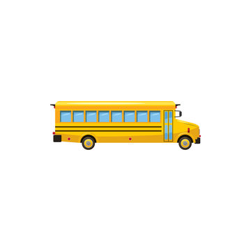 Yellow school bus icon, cartoon style 