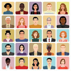 Set of vector icons - avatars in cartoon style. 