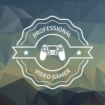 gaming badge on trendy triangle background