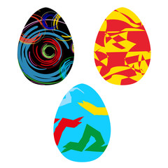 Art happy easter eggs, vector brush style