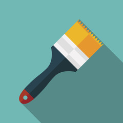 paint brush icon with long shadow. flat style vector illustration